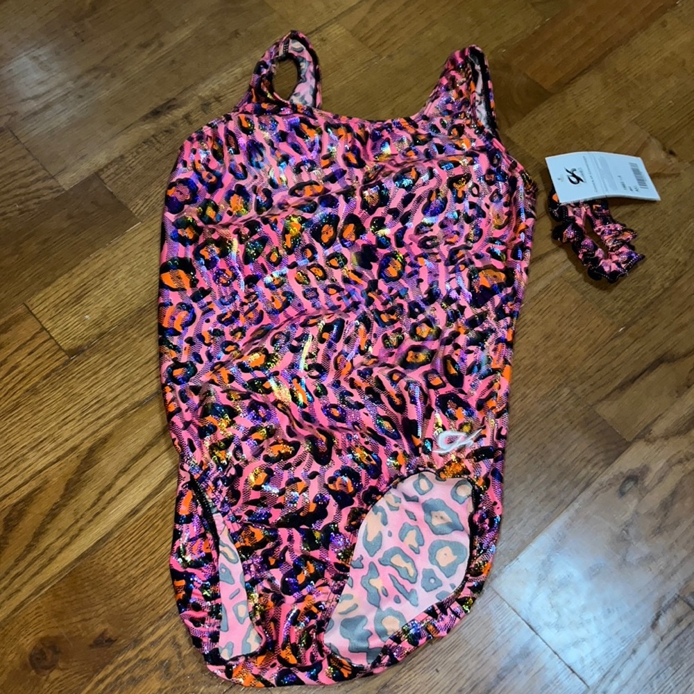 NWT GK gymnastics dance tumble leotard w/Scrunchie sz AXL